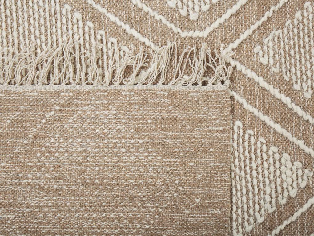 Bavlnený koberec 80 x 150 cm béžová/biela KACEM Beliani