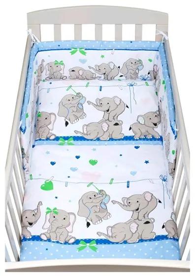 NEW BABY New Baby Slony 3-dielne posteľné obliečky New Baby 90/120 cm modré so sloníky Modrá |