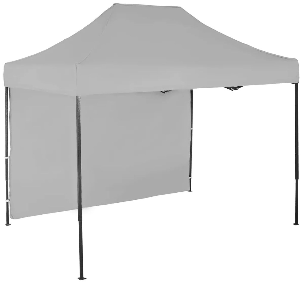 Rýchlorozkladací nožnicový stan 2x3m - oceľový, 1 bočná plachta, Sivá / antracitová