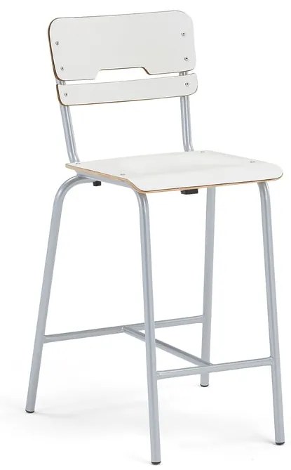 Školská stolička SCIENTIA, široké sedadlo, V 650 mm, strieborná/biela
