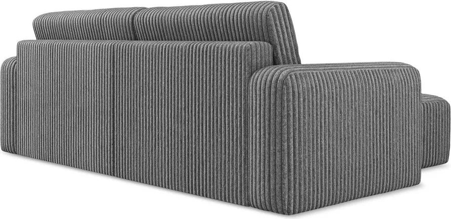 Sivá menčestrová rozkladacia/s úložným priestorom rohová pohovka (ľavý roh/s leňoškou) Kona – Makamii