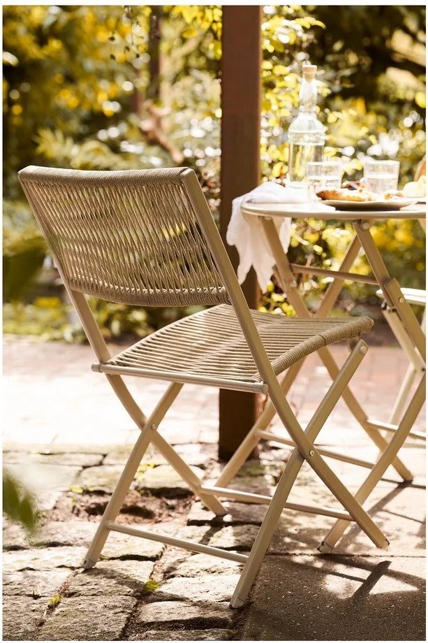 Béžová kovová záhradná jedálenská súprava pre 2 osoby Arcas – House Nordic