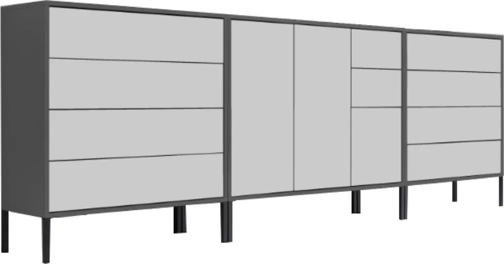XXXLutz ŠIROKÁ KOMODA, antracitová, biela, 263,5/86/33 cm MID.YOU - Komody - 001067013303