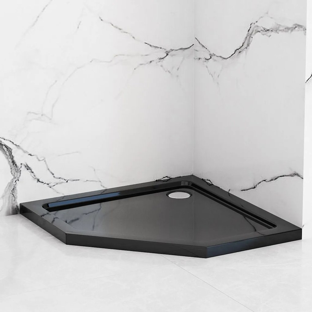 Rea Diamond Black, päťuholníkový sprchový kút 90 x 90 cm, 6mm číre sklo, čierna matná, REA-K5622