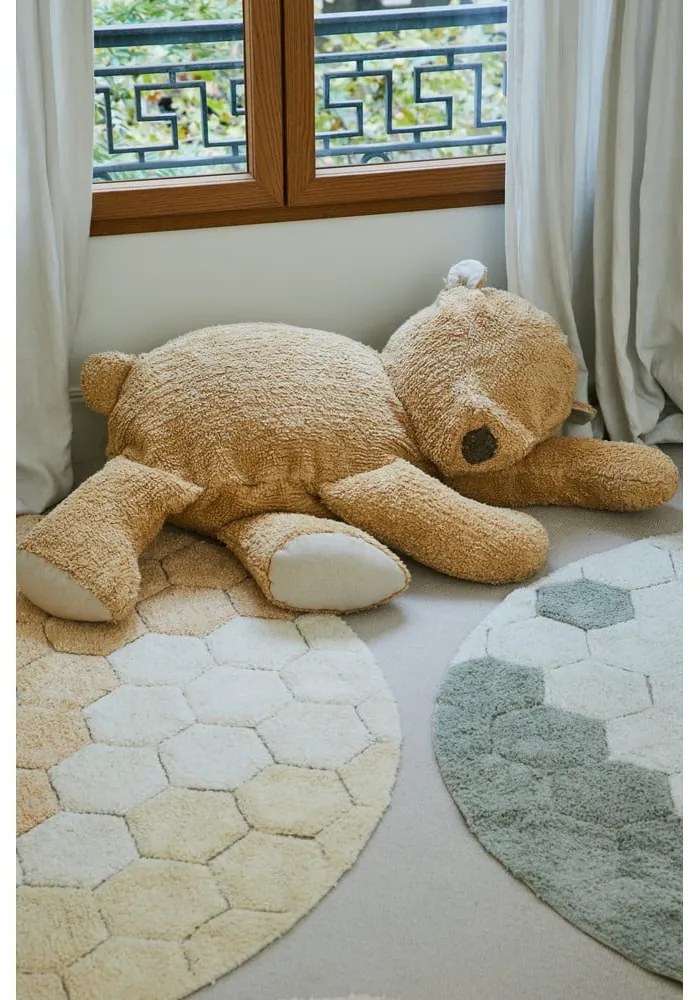 Okrovožltý prateľný ručne tkaný bavlnený okrúhly koberec ø 140 cm Honeycomb Golden – Lorena Canals