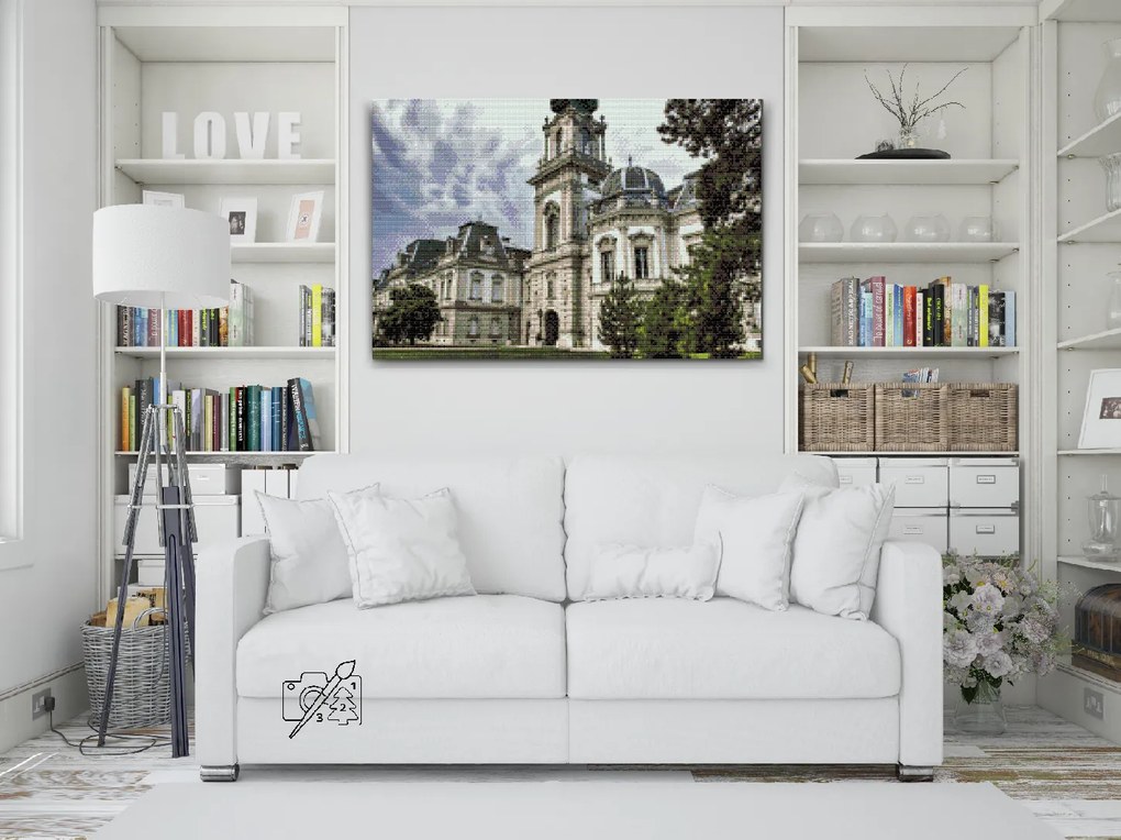 Gario Diamantové maľovanie Palác Keszthely Rozmery: 120 x 80 cm, Rámovanie: S vnútorným rámom, Diamanty: Štvorcové