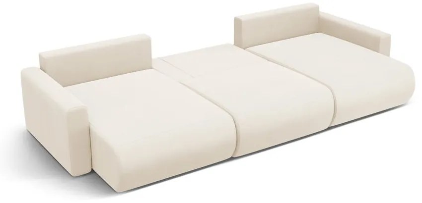 Béžová zamatová rozkladacia rohová pohovka s úložným priestorom (do "U") Belfast – Cosmopolitan Design