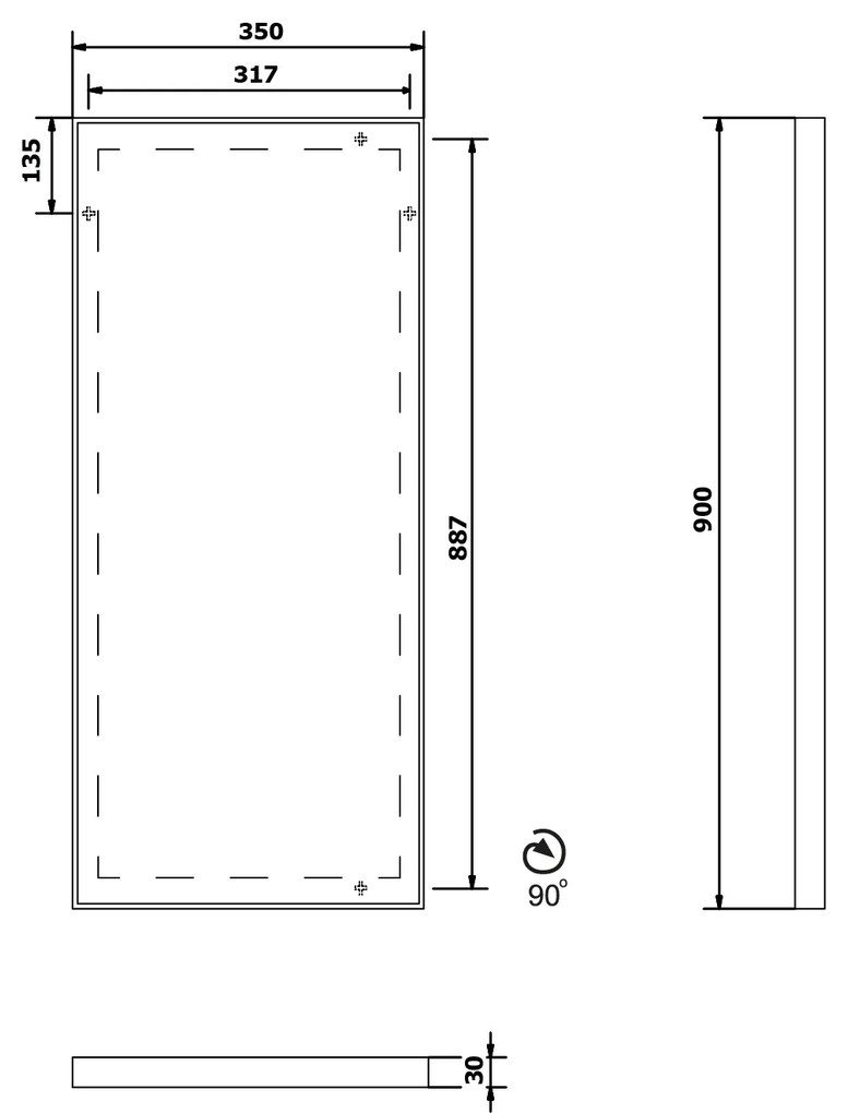 Sapho Sapho, AROWANA zrkadlo v ráme, 350x900mm, chróm, AW3590