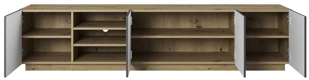 TV skrinka Asha 200 cm - dub artisan / rivier stone mat