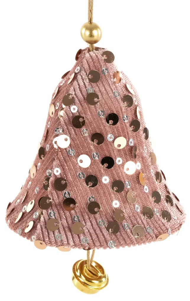 VIANOČNÁ DEKORÁCIA BELL SADA 12KS 8X12 CM RUŽOVÁ