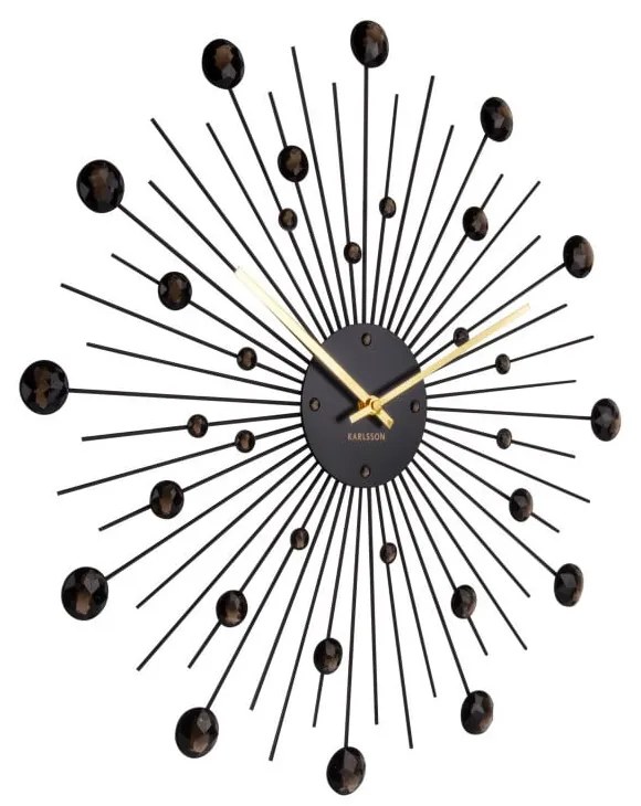 Hodiny v čiernej farbe Karlsson Sunburst, ø 50 cm