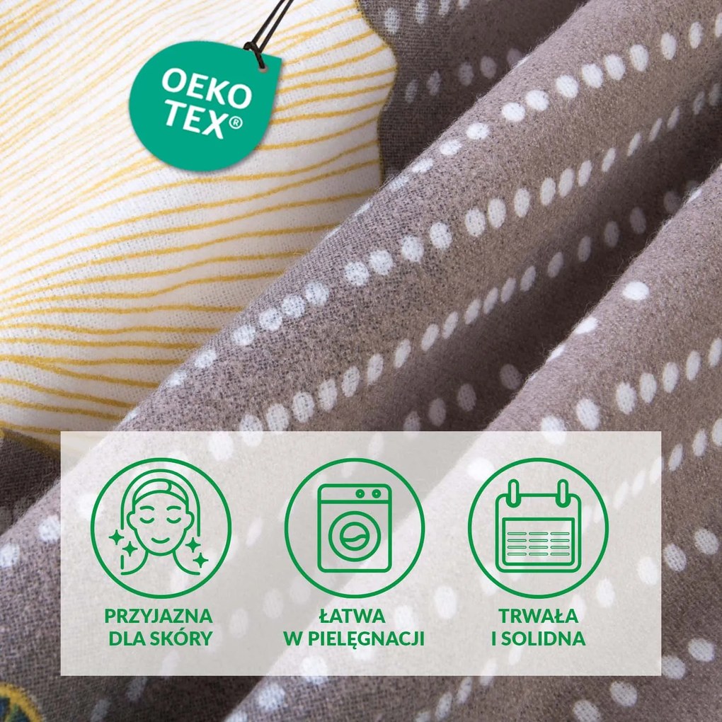 FLANELOVÉ OBLIEČKY FLANELOVE 140X200 CM, 1KS 70X80 CM LISTY