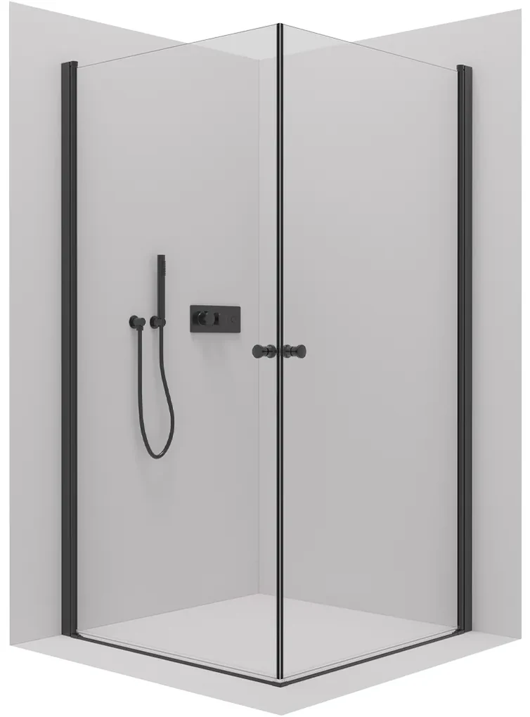 CERANO - Sprchovací kút Antelo Duo L/P - čierna matná, transparentné sklo - 120x120 cm - krídlový, CER-CER-482332
