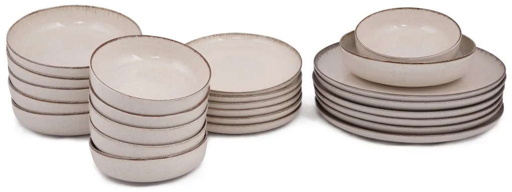 Porcelánová súprava 24 ks tanierov škoricová béžová