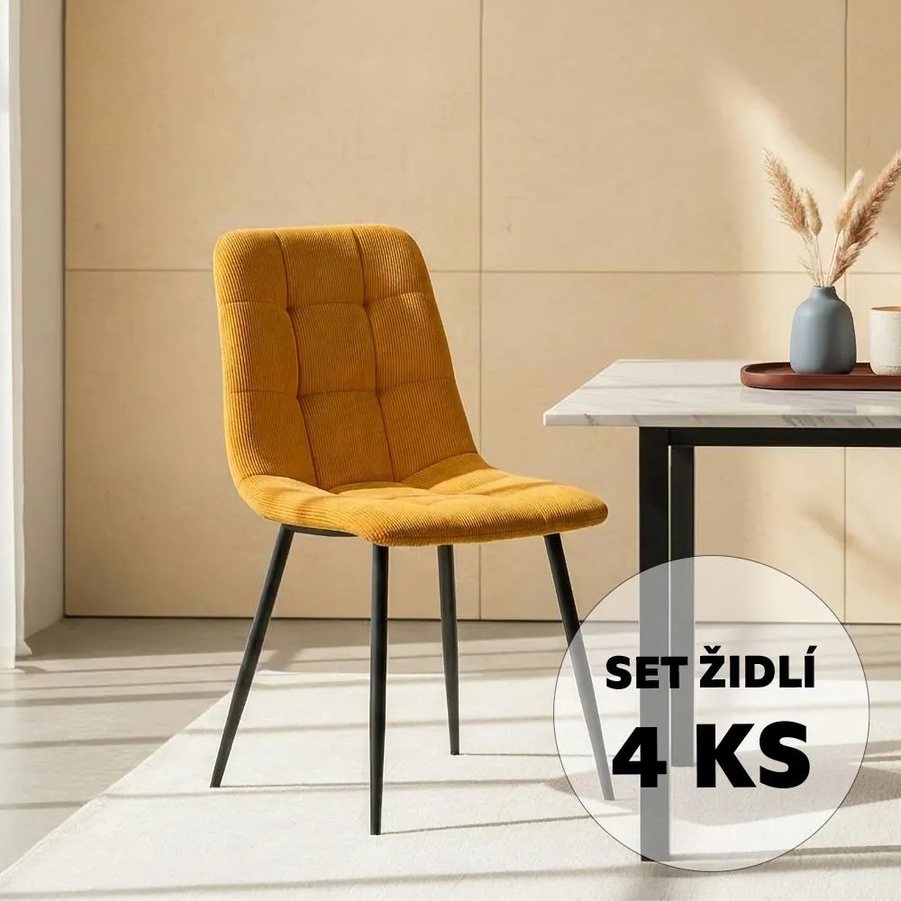 Set - 4 ks Jedálenská stolička AVENBERG ARDEN, žltá