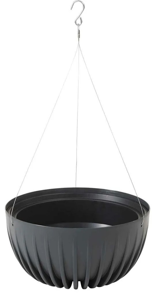 ZÁVESNÝ PLASTOVÝ KVETINÁČ STRIPPED ECO 14X24 CM ANTRACITOVÁ