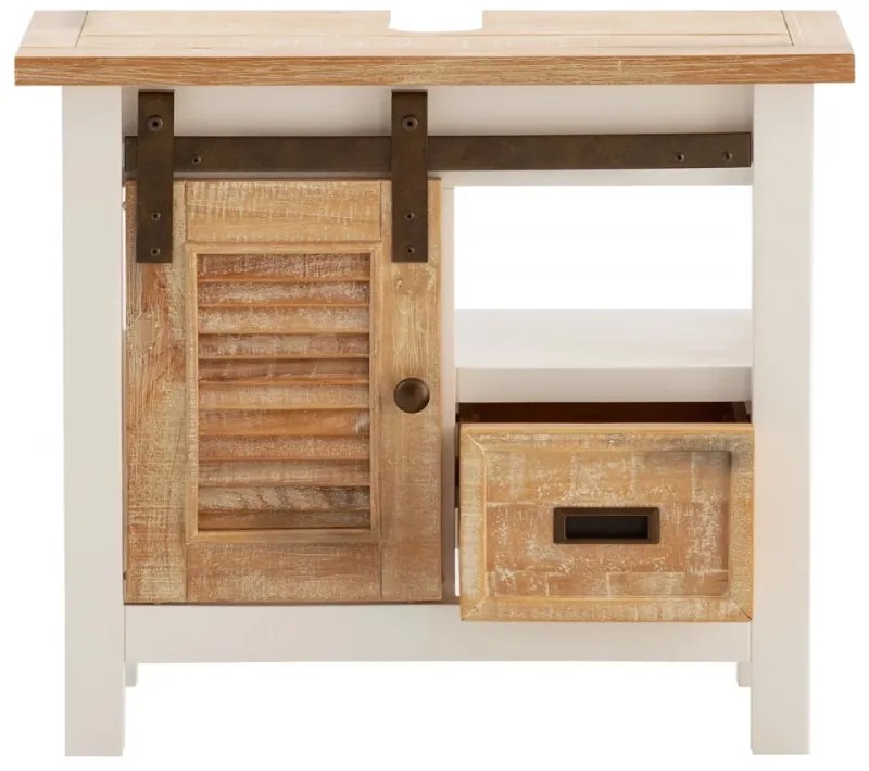 furniture-nabytek.cz - Masívna spodná skrinka pod drez Capera z borovice a MDF, lakovaná, biela/hnedá – 70×35×60 cm