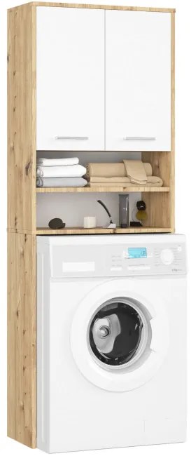 Kúpeľňová skrinka nad práčku FIN 2D dub artisan / biela