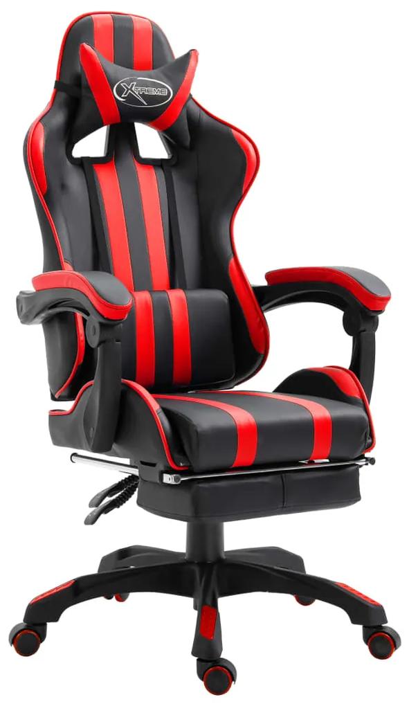 vidaXL Herná stolička s opierkou na nohy, červená, umelá koža
