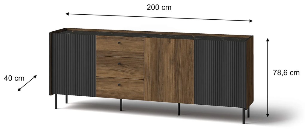 DL Komoda Prestigo P6 - orech warmia / čierna
