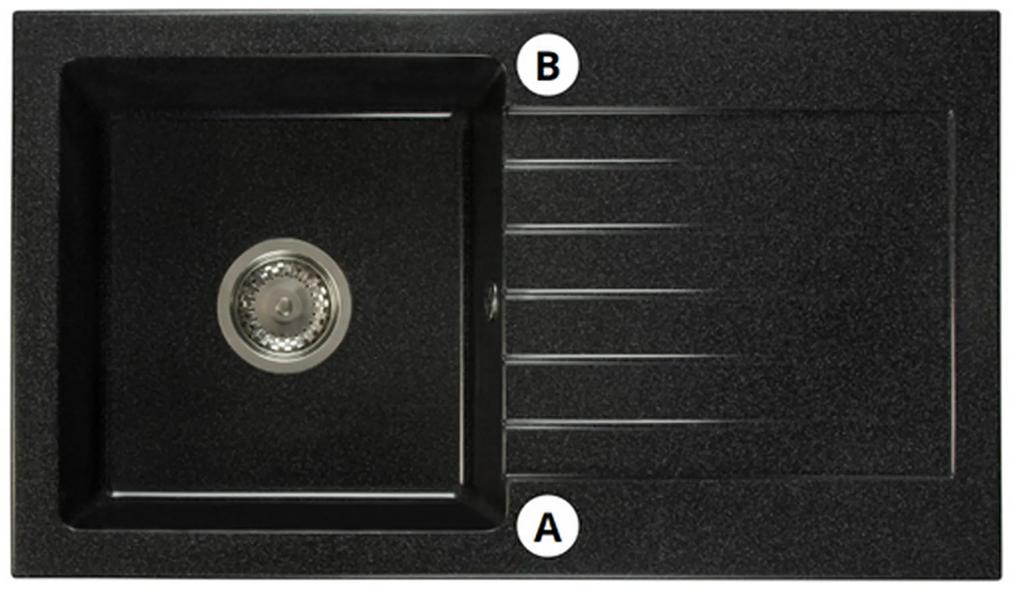 Kuchynský drez Lemmion (čierna) (s 2 otvormi pre batériu) (P). Vlastná spoľahlivá doprava až k Vám domov. 1066268