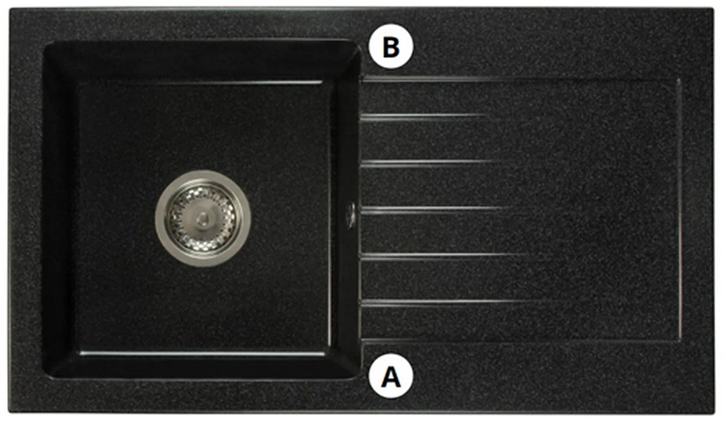 Kuchynský drez Lemmion (čierna + textúra) (s 2 otvormi pre batériu) (P). Vlastná spoľahlivá doprava až k Vám domov. 1066270