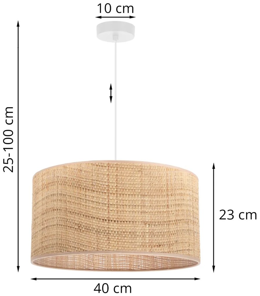 Závesné svietidlo Rattan, 1x ratanové tienidlo, (fi 40cm), w