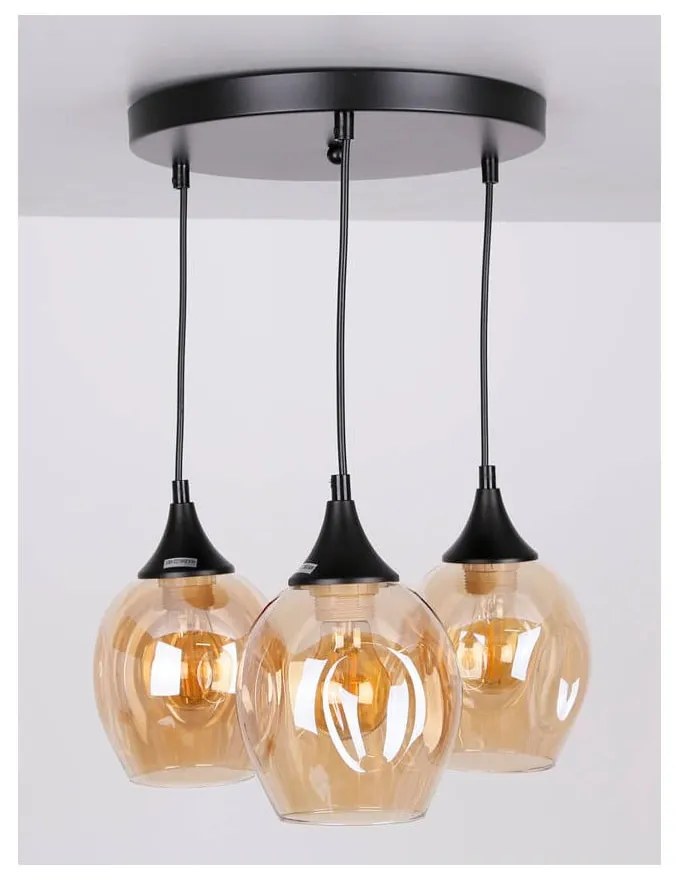 Čierne závesné svietidlo so skleneným tienidlom Aspa - Candellux Lighting