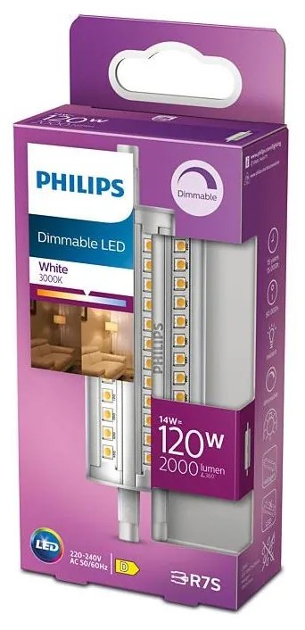 LED Stmievateľná žiarovka Philips R7s/14W/230V 3000K 118 mm 8718699773694