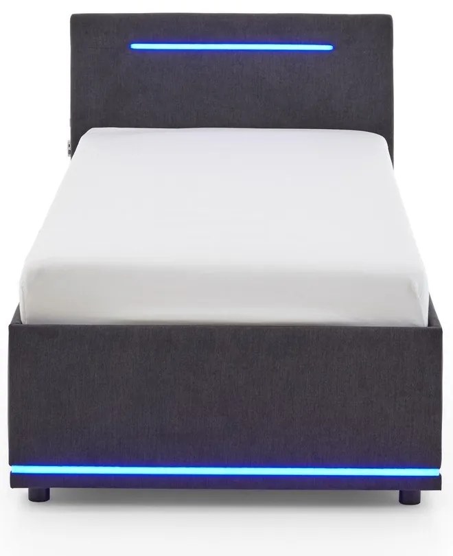 Tmavosivá čalúnená detská posteľ s úložným priestorom s roštom 90x200 cm Circle – Meise Möbel