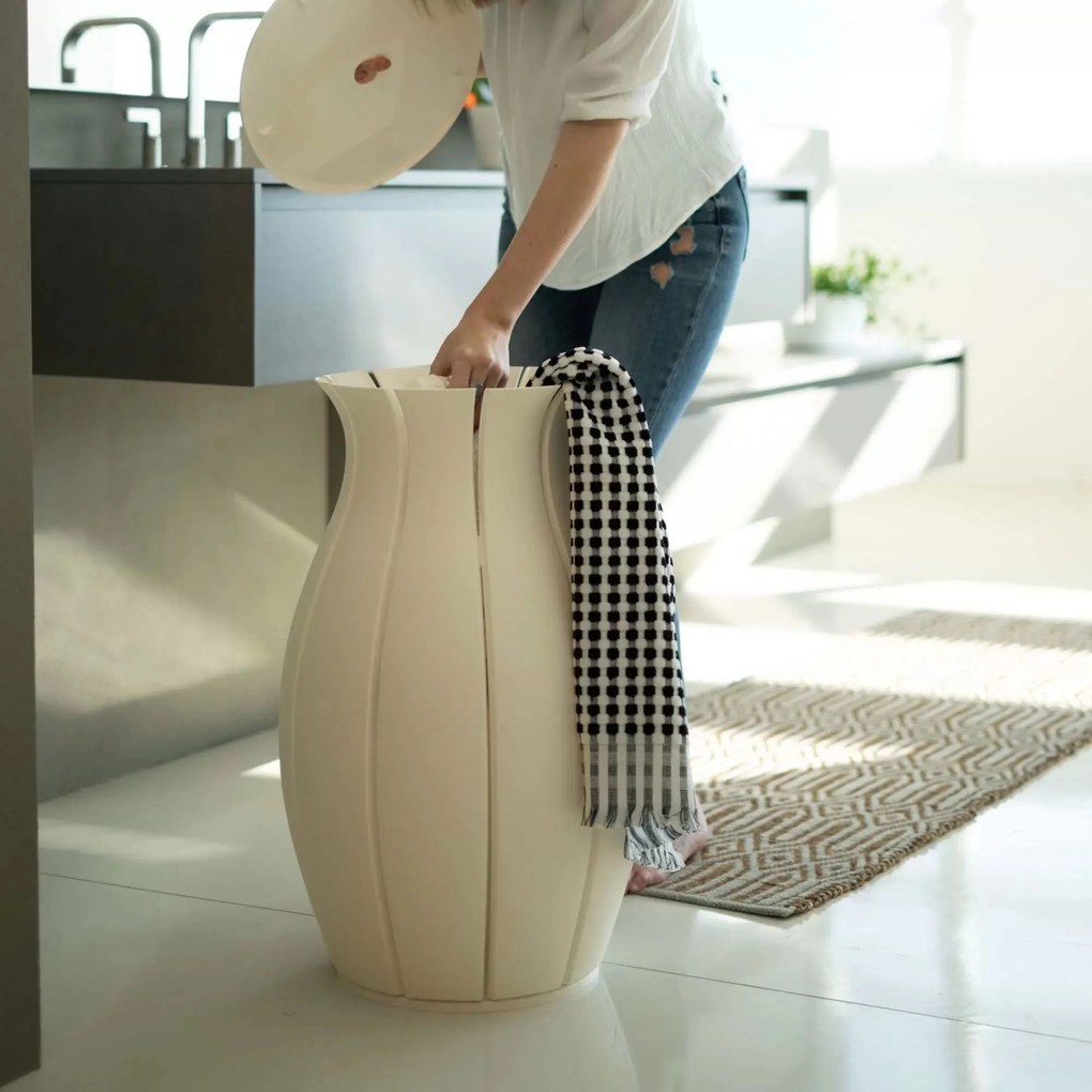 Kôš na špinavú bielizeň Ninfea recyklovaný mliečne biely