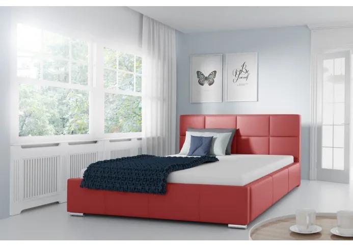 Jednoduchá posteľ Marion 200x200, červená eko koža