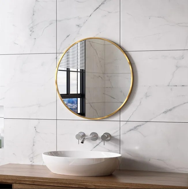 Erga Round, okrúhle zrkadlo 60cm, zlatý rám, ERG-V01-ROUND-6060-GD