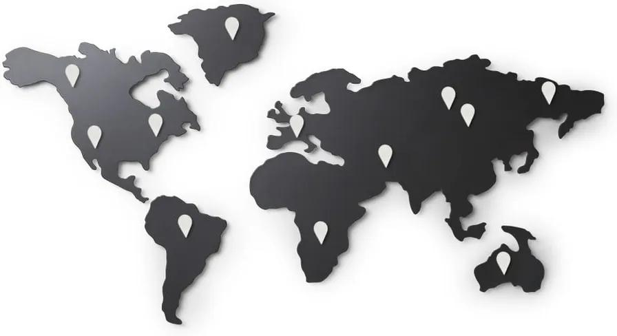 Čierna nástenná samolepka Umbra Map