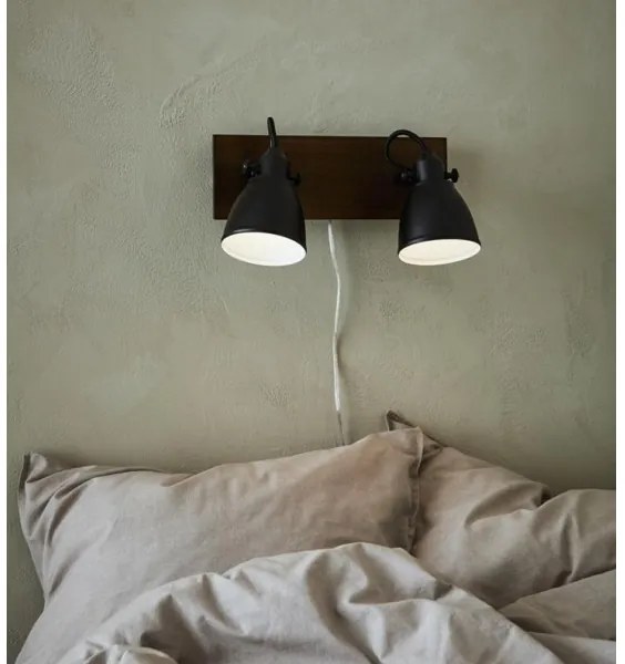 Markslöjd 108213 - Nástenné bodové svietidlo NATIVE 2xE14/18W/230V čierna/hnedá