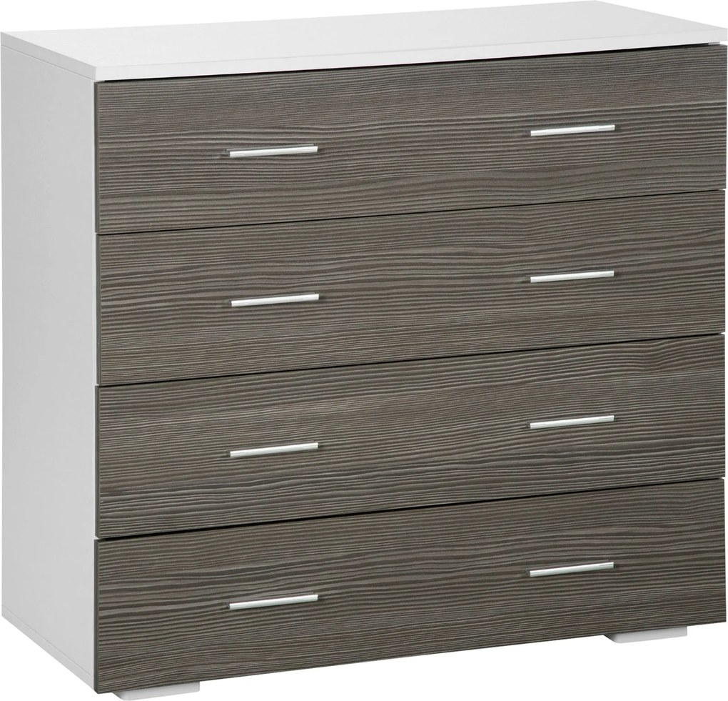 HOMCOM Úložný kabinet so zásuvkami v modernom štýle 4 zásuvky 76 x 35 x 72 cm Biela a Šedá | Aosom