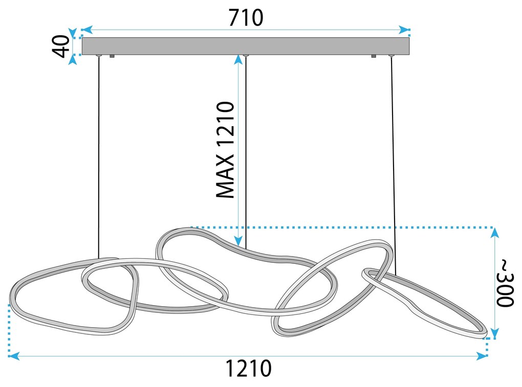 Toolight Toolight, LED stropné osvetlenie 120cm, 60W, 3000K, LHJ050-CP T, zlatá, OSW-50024