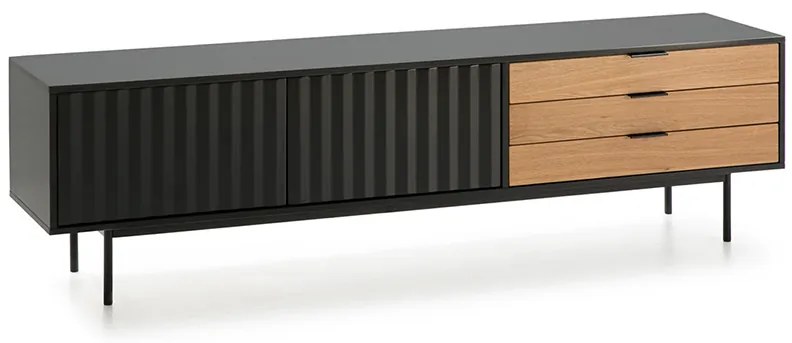 Teulat Sierra skrinka pod tv so zásuvkami - Čierna - 180 cm
