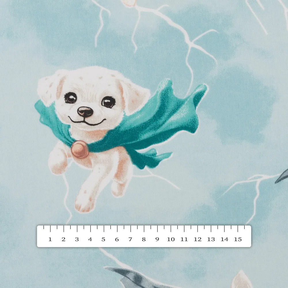 Biante Detský bavlnený okrúhly obrus Sandra SA-651 Psí superhrdinovia na ľadovo modrom Ø 80 cm
