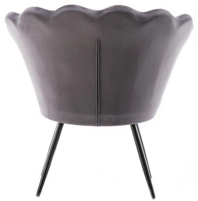 LuxuryForm DESIGN Kreslo FREY VELUR s čiernymi nohami - tmavo šedé