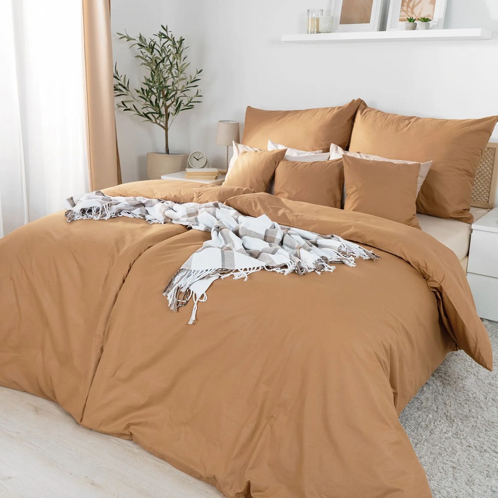 Goldea bavlnené posteľné obliečky - hnedé 140 x 200 a 70 x 90 cm