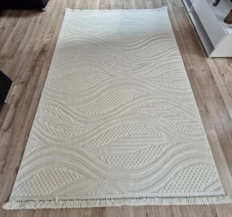 HU Krémovo, béžový moderný koberec TWIST CREAM 31204A Rozmer: 160x230 cm