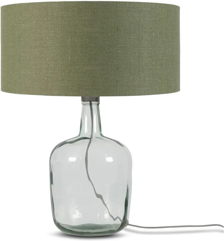 Stolová lampa s tmavozeleným tienidlom a konštrukciou z recyklovaného skla Good&Mojo Murano, ⌀ 47 cm