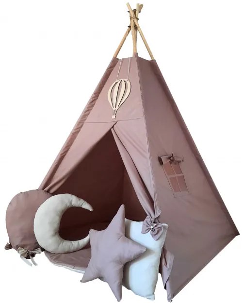 Detský stan Tipi Boho kávový / ružový