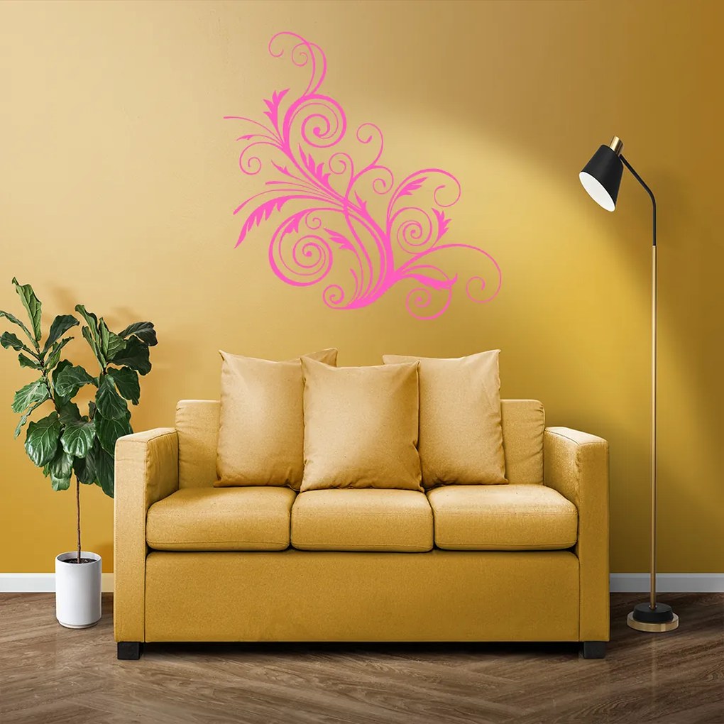 Veselá Stena Samolepka Ornament kvetina Farba: modrá, Veľkosť: 80 x 84 cm