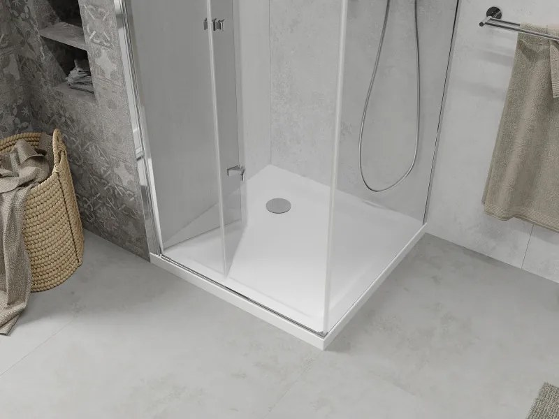 Mexen Lima sprchovací kút 90 (dvere) x 90 (stena) cm, 6mm číre sklo, chrómový profil + SLIM sprchová vanička biela 5cm, 856-090-090-00-00-4010