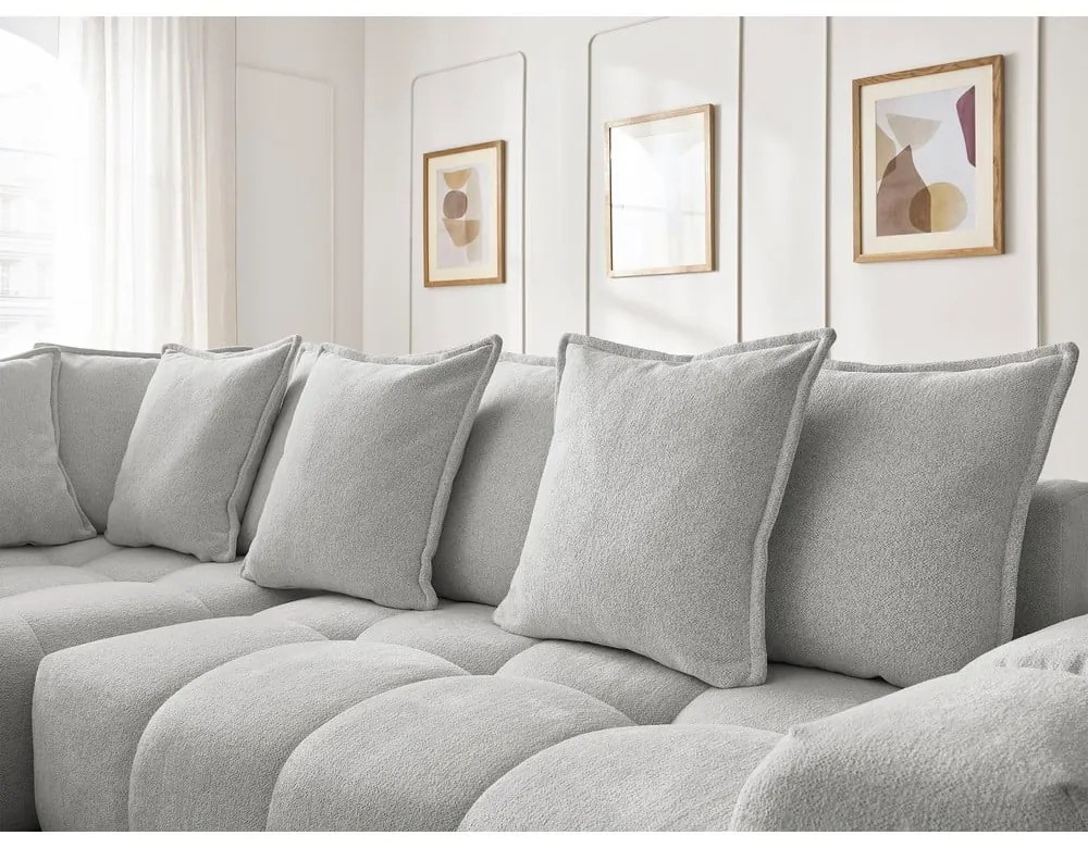 Svetlosivá ženilková rozkladacia/s úložným priestorom rohová pohovka (ľavý roh/do L) Everest – Bobochic Paris