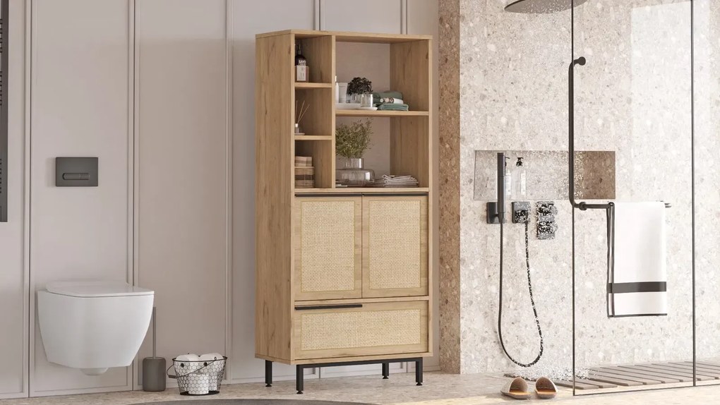 Kúpeľňová skrinka Houseland Dolabis dub Castello/juta