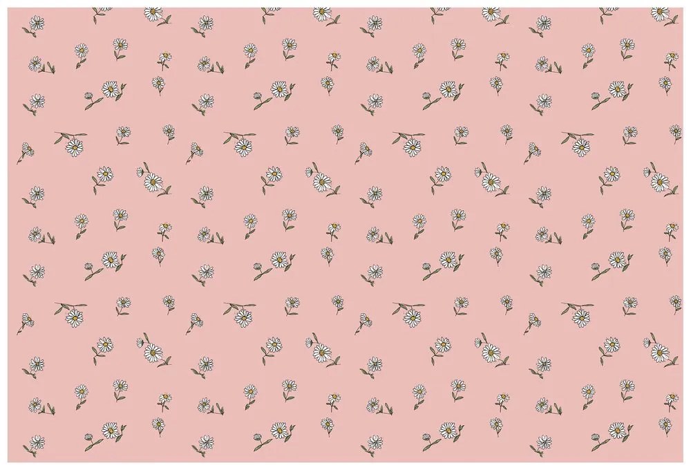 Tapeta ružové pozadie s bielymi kvietkami