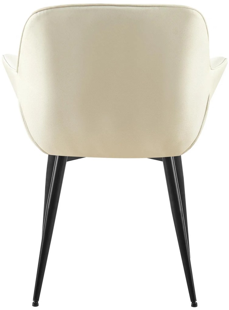 Stolička s podrúčkami Roseville - látka, nohy čierny kov - Krémová